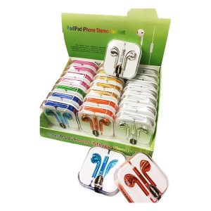 CELLBUDDY Earphone Metallic Shiny 24pcs Assorted Colors display