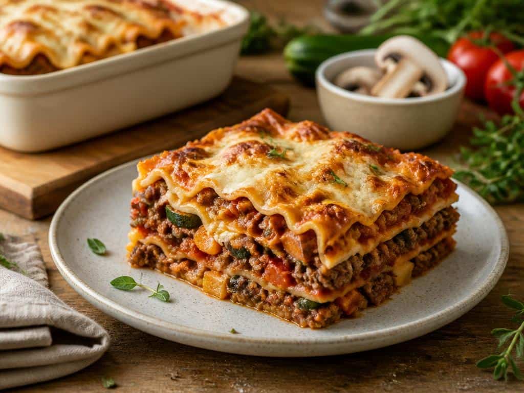 lasagnes au boeuf legumes et champignons