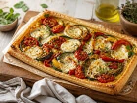 tarte croustillante mozzarella et legumes confits de cyril lignac