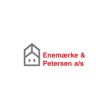 Logo af Enemærke & Petersen a/s med husikon.