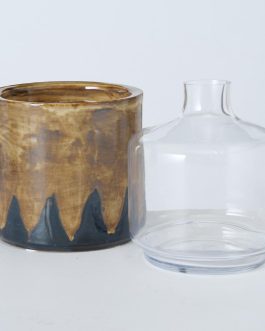בקבוק זכוכית בשילוב קרמיקה