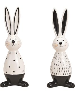 ארנבים מפורצלן שחור/לבן L