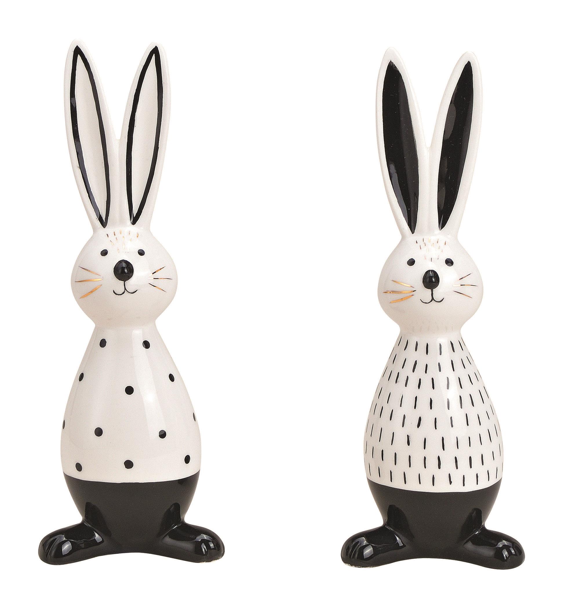 Black/white porcelain rabbits L