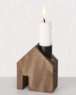Wooden house candlestick