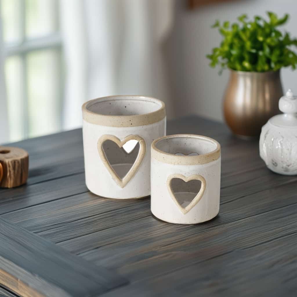סט כוסות חרס עם לב