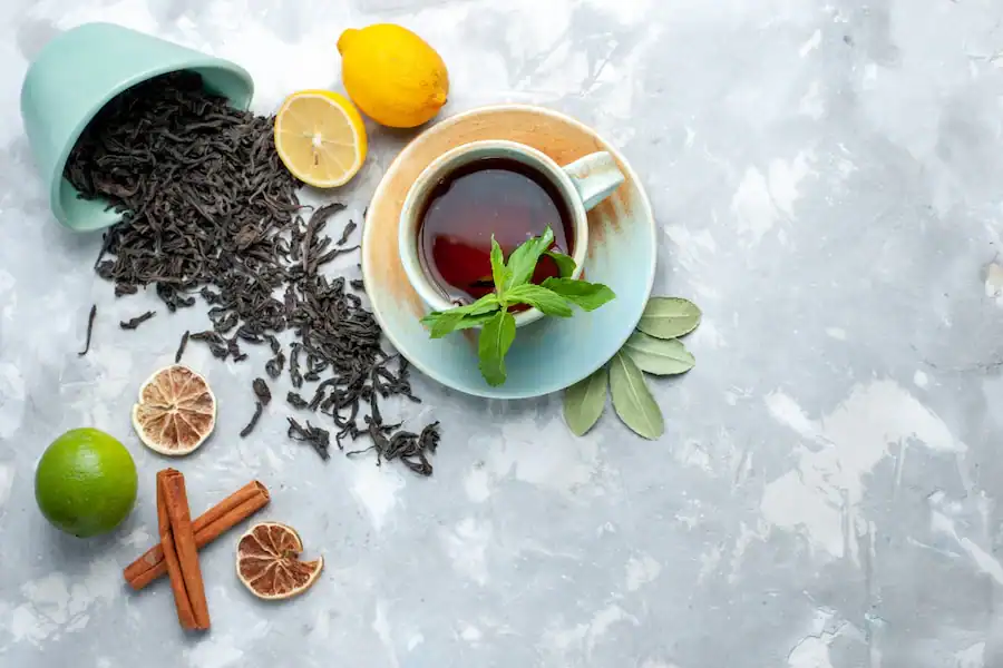 Thé à la menthe et peau