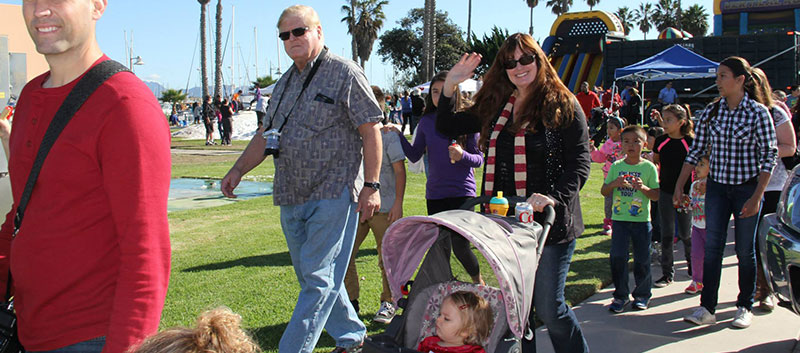 Families at the harbor for Farmers’ Market Whale Fun Day