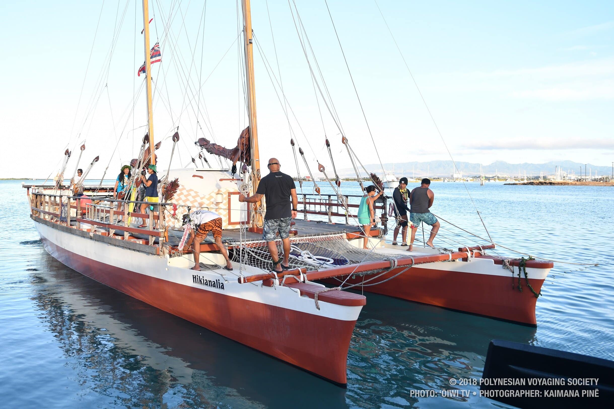 Hikianalia arrival & welcoming ceremony © 2018 Polynesian Voyaging Society - Photo: 'ŌIWI TV • Photographer: Kaimana Pinē