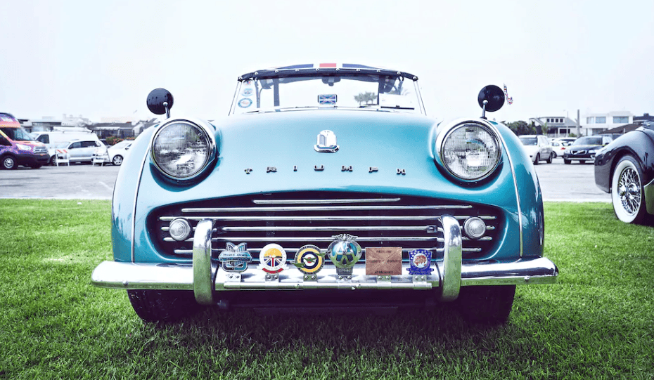 Vintage blue Porsche displayed at the 32nd Annual Central Coast British Car Club Show at Channel Isl.