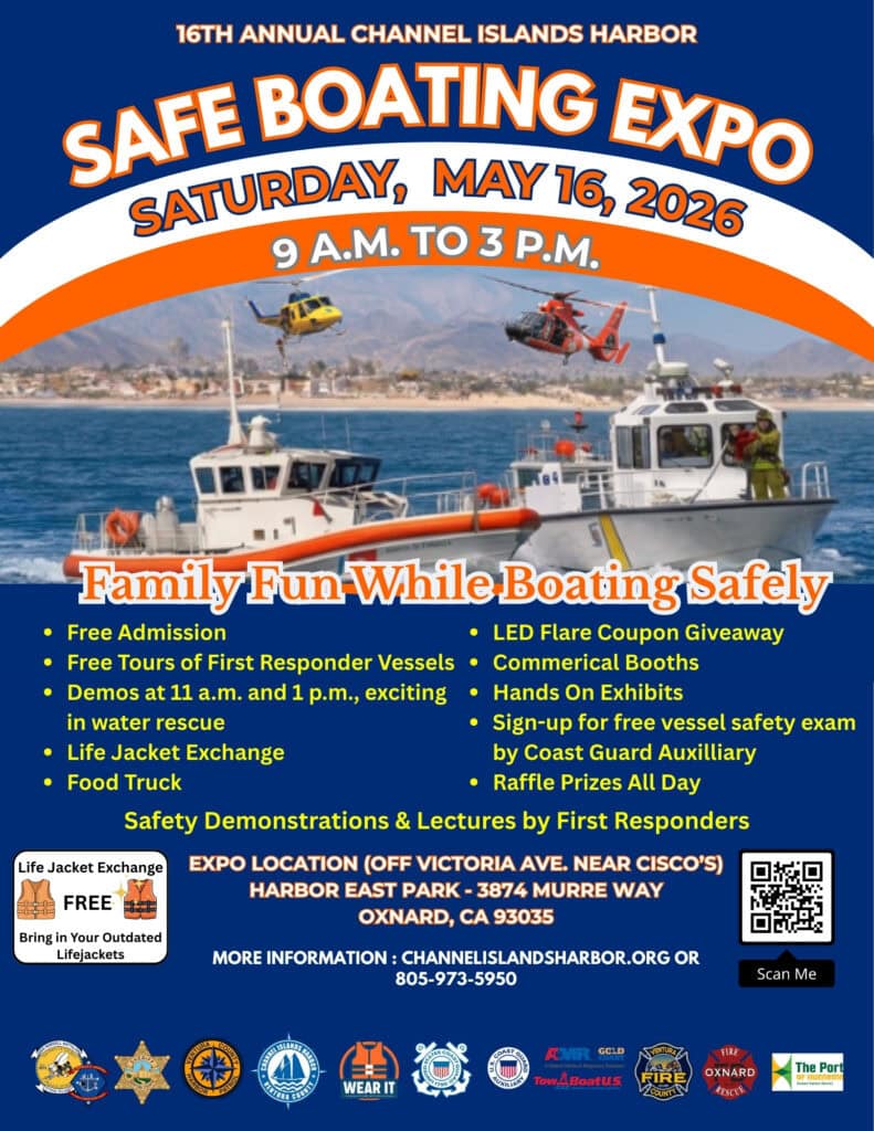 Safe Boating Expo at Channel Islands Harbor with boats and helicopters.