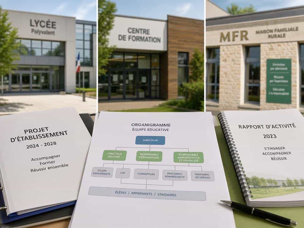 Illustration comparant différents types d'établissements de formation et leurs structures