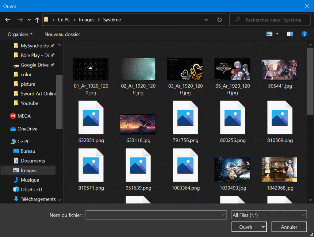 Problème d'affichage des miniatures Windows 10 options