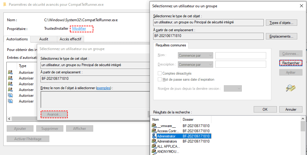 vous devez disposer des droits d'administrateur pour supprimer ce dossier solutions