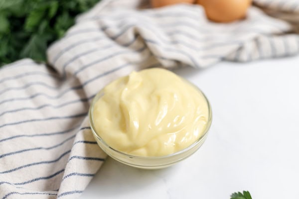 bowl of homemade blender mayonnaise