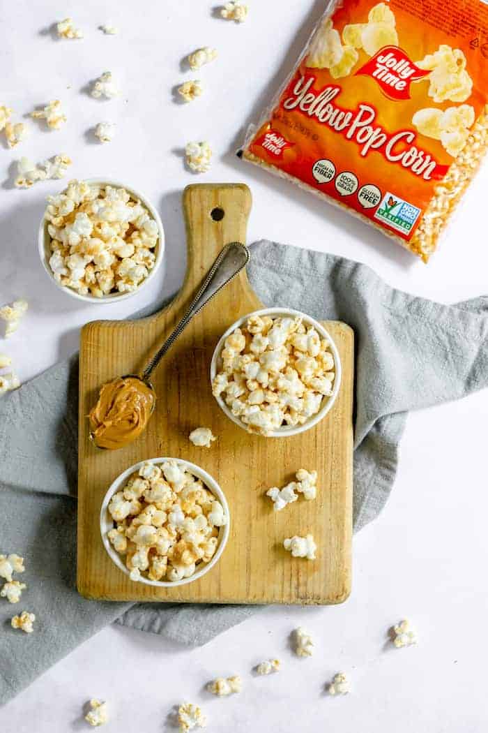 popcorn with peanut butter - this will be your family favorite easy snack!