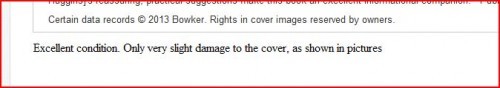 Image shows a screenshot of a description of the condition of the item written out.