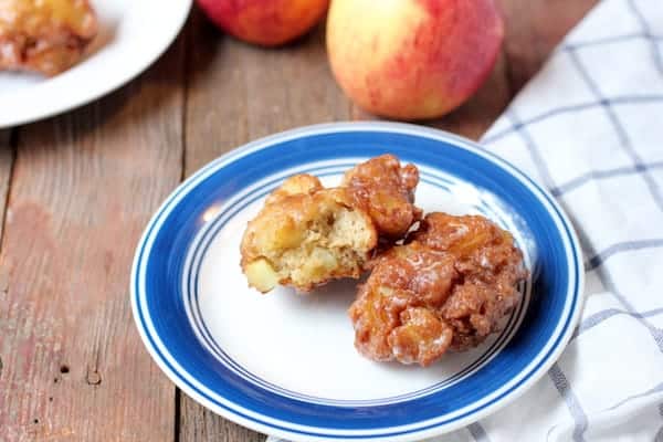 Image shows a plate of apple fritters