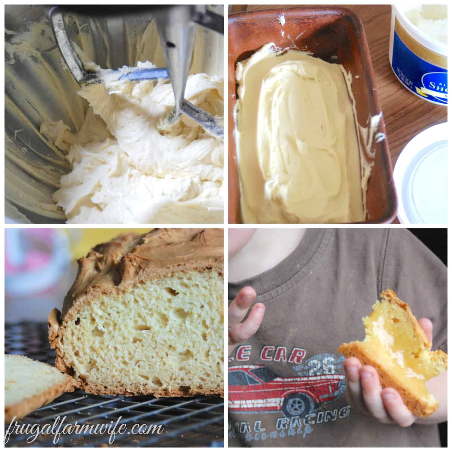 Image shows a collage of photos showing various steps in the process of baking the gluten free bread.