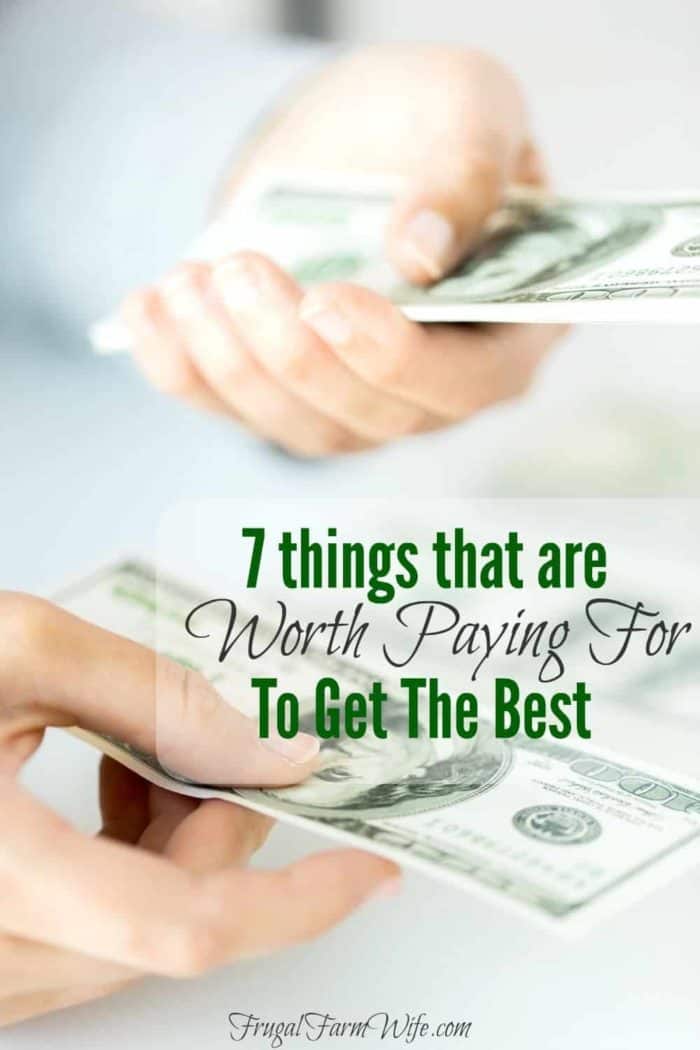 Images shows two hands holding money, with text that reads "7 things that are worth paying for to get the best"