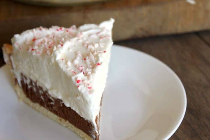 Image shows a slice of pie on a white plate