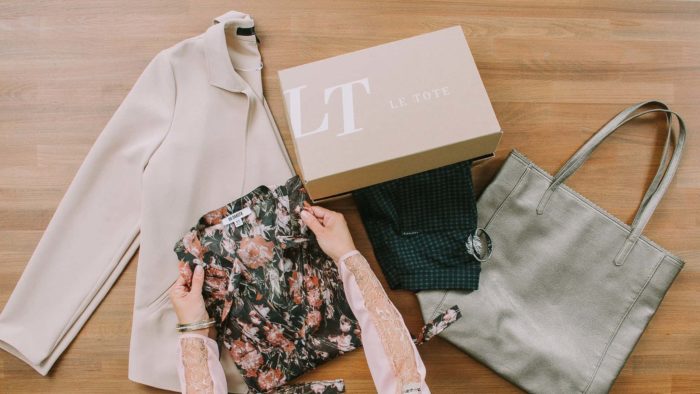 Image shows clothes from the Let Tote box on a table