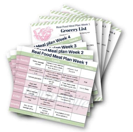 Image shows printable meal plans and grocery lists