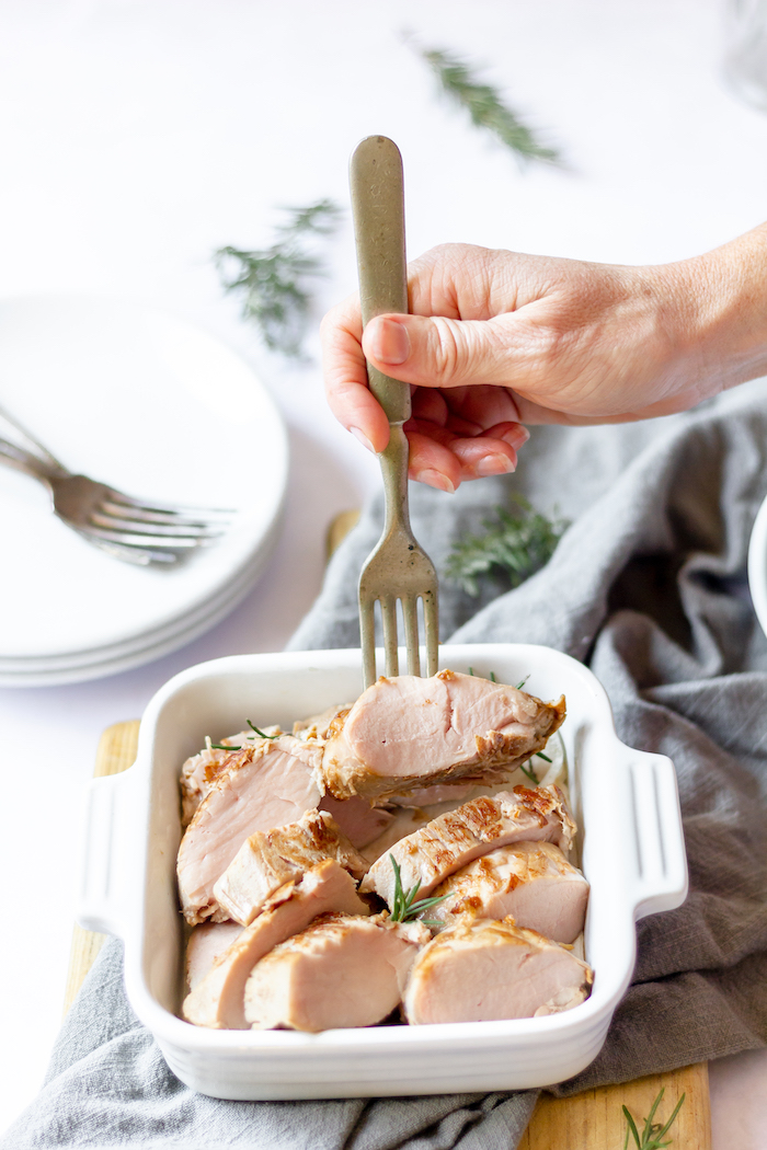 pork loin using the sous vide method of cooking