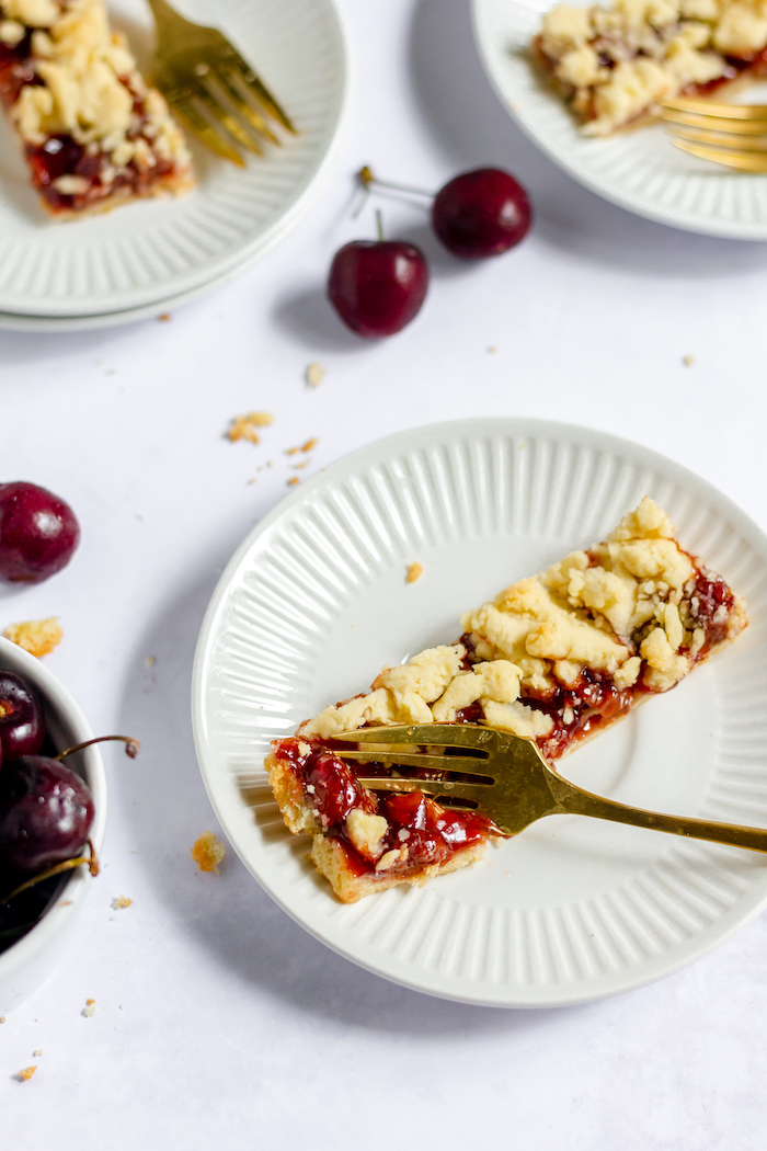 delicious cherry dessert made with pie filling and shortbread crust!