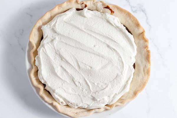 whipped cream on top of gluten free chocolate pie