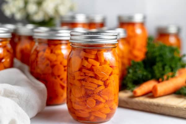 canned carrots on a table