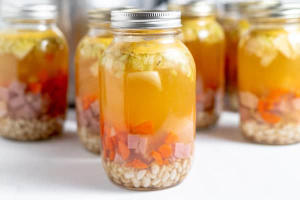 jars of canned ham and bean soup
