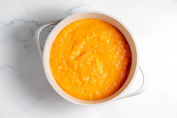 pureed apricot in pot