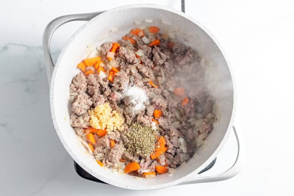 garlic and seasonings in sausage