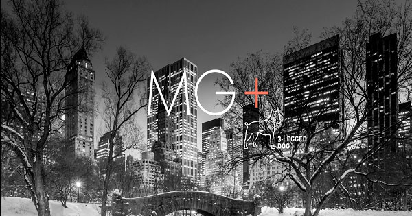 graphic for mg+ with city skyline