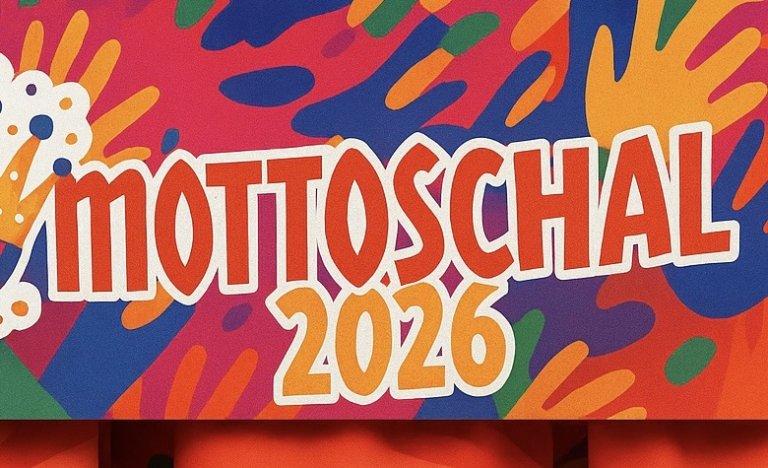 Mottoschal 2026 mit bunten Farben und kreativem Design für den Kölner Karneval.
