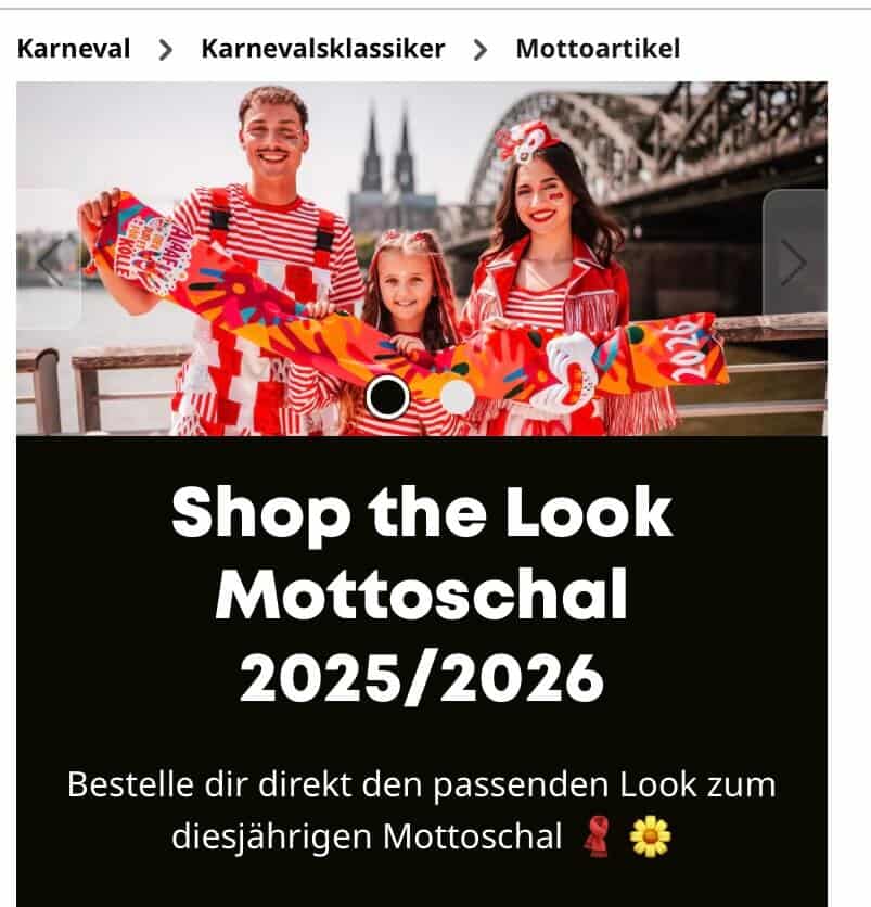 Buntes Mottoschal mit Karnevalsmotiven, ideal für den Kölner Karneval 2025/2026.
