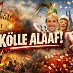 Kölle Alaaf! – Fröhliche Karnevalsfeier mit lachenden Menschen, bunten Kostümen und festlicher Atmos.