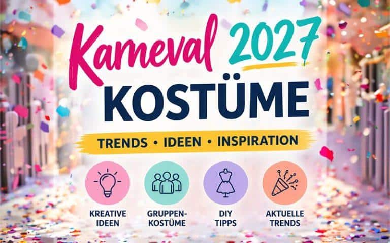 Buntes Karnevalskostüm mit Konfetti und Feierlaune für 2027.