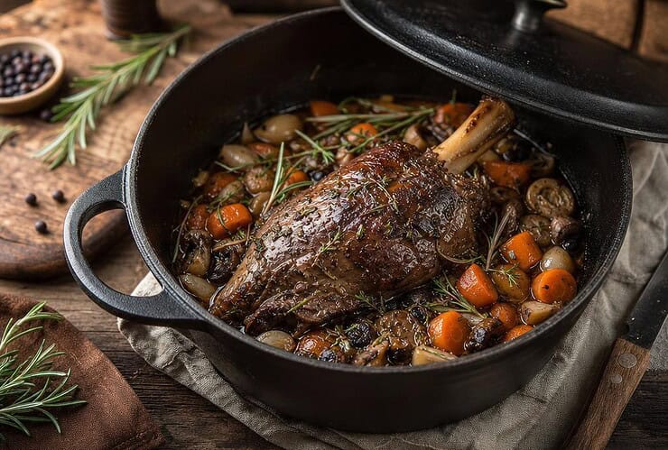 cuissot de chevreuil en cocotte en fonte