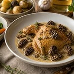 quel légumes avec un poulet au vin jaune et morilles