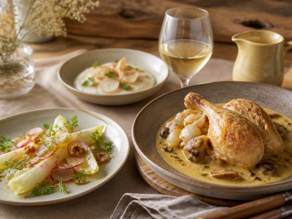 quelle entrée avec un poulet au vin jaune