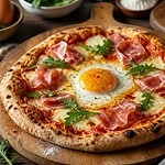 oeuf sur une pizza