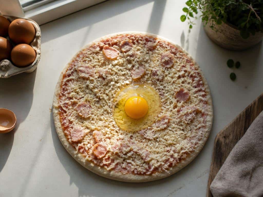 comment mettre un oeuf sur une pizza