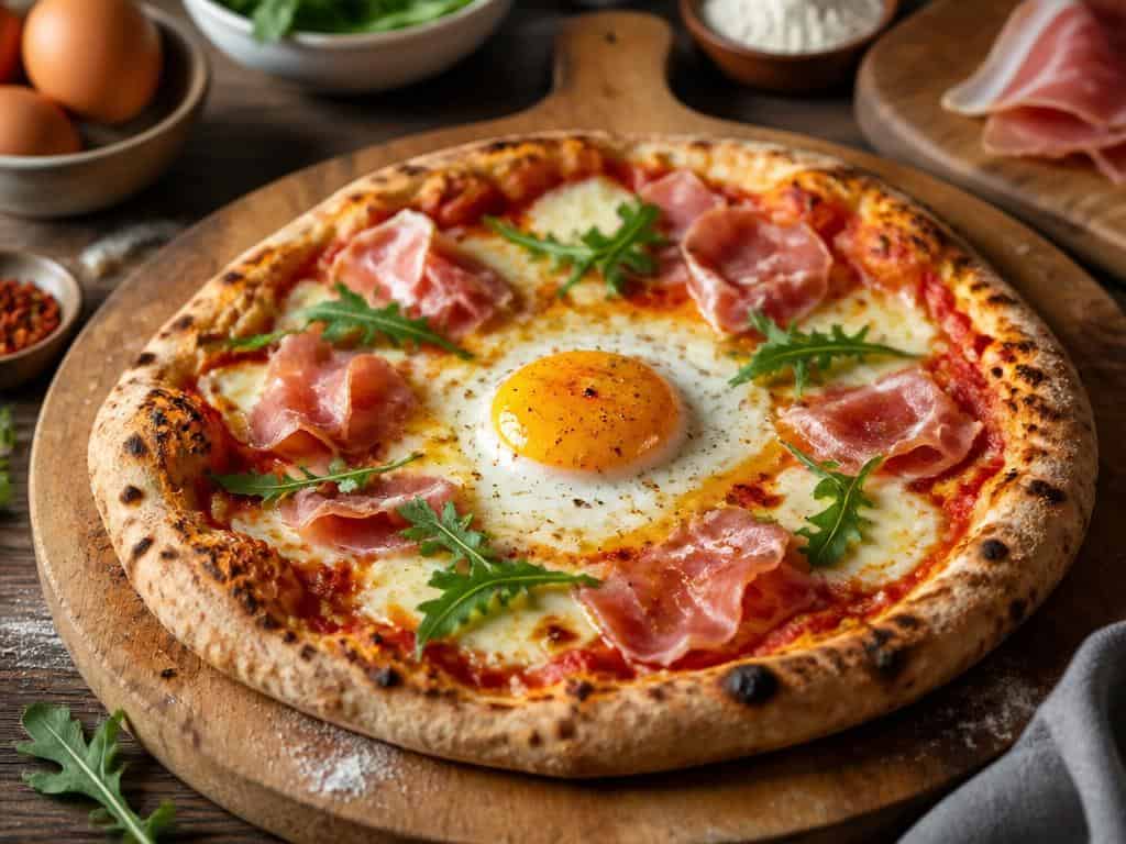 oeuf sur une pizza