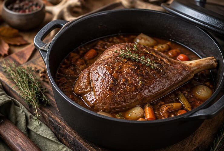 cuissot de chevreuil en cocotte en fonte