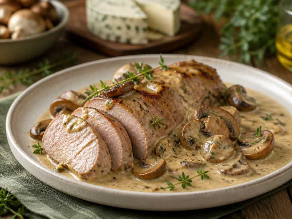 filet mignon au boursin et champignons