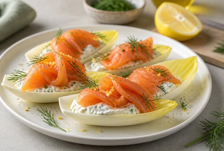 endives au saumon fumé et crème légère citronnée