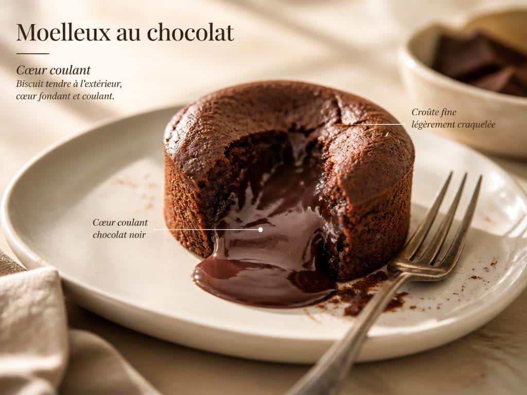Quelle est la différence entre un fondant et un moelleux ? Qu'est-ce qu'un fondant ? Qu'est-ce qu'un moëlleux ?  le moelleux au chocolat est il coulant