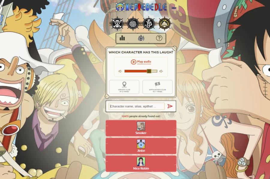 One Piecedle interface