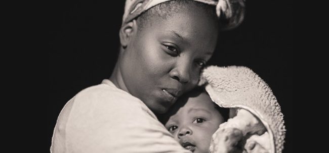 Lady with baby - postpartum depression